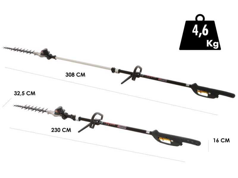 Zanon Raptor 600 - Taille-haie &agrave; batterie sur perche t&eacute;lescopique 50.4V/6.4Ah - Lame de 60 cm