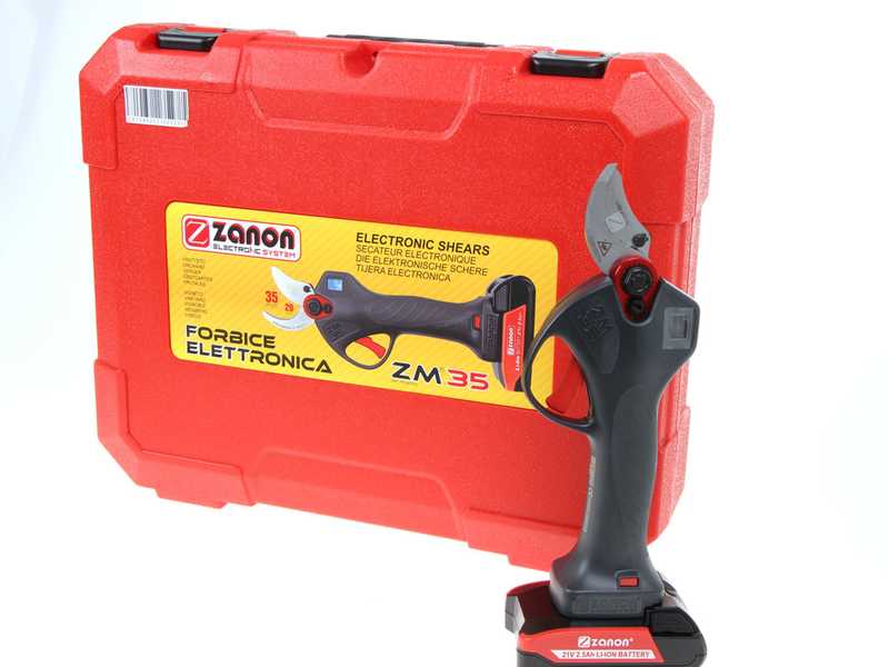 S&eacute;cateur &eacute;lectrique de taille Zanon ZM 35 -Double diam&egrave;tre de coupe &Oslash; 20-35 mm -2 batteries incluses