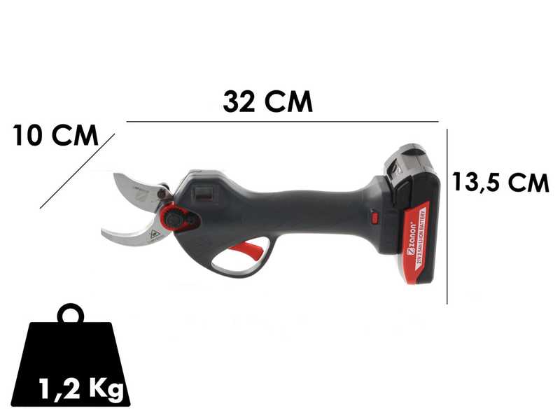 S&eacute;cateur &eacute;lectrique de taille Zanon ZM 35 -Double diam&egrave;tre de coupe &Oslash; 20-35 mm -2 batteries incluses