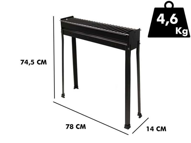 Seven Italy BBQ-80 Classic - Grille pour brochettes &agrave; charbon - 80x15&nbsp;cm