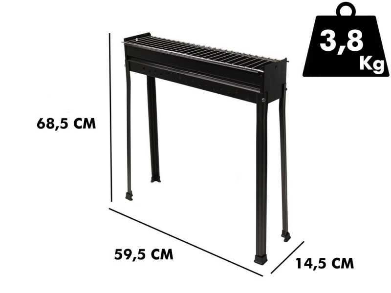 Seven Italy BBQ-60 Classic - Grille pour brochettes &agrave; charbon - 60x15&nbsp;cm