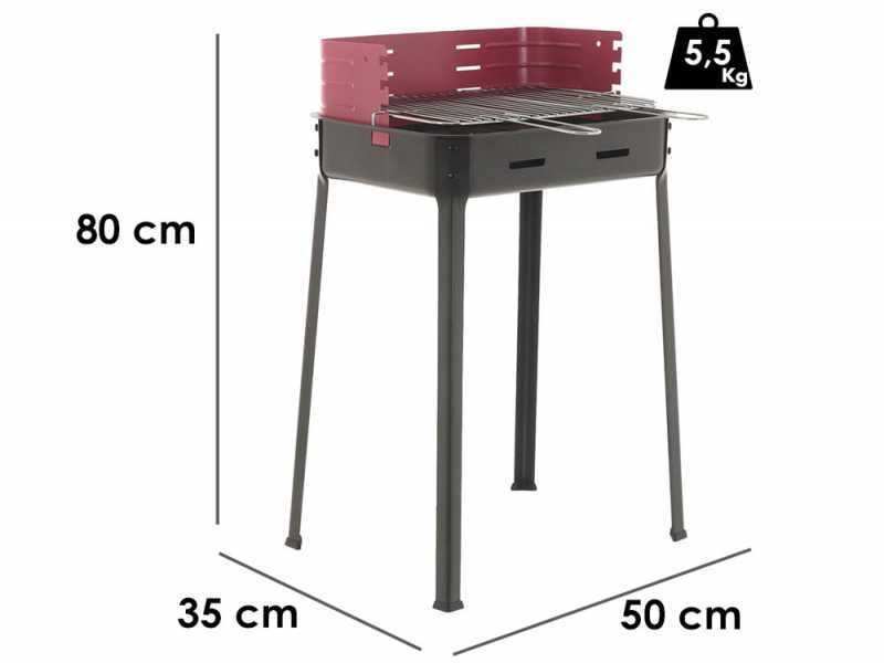 Barbecue &agrave; charbon Seven Italy Flavia  s/r - Surface de cuisson 45.5x29.5  cm