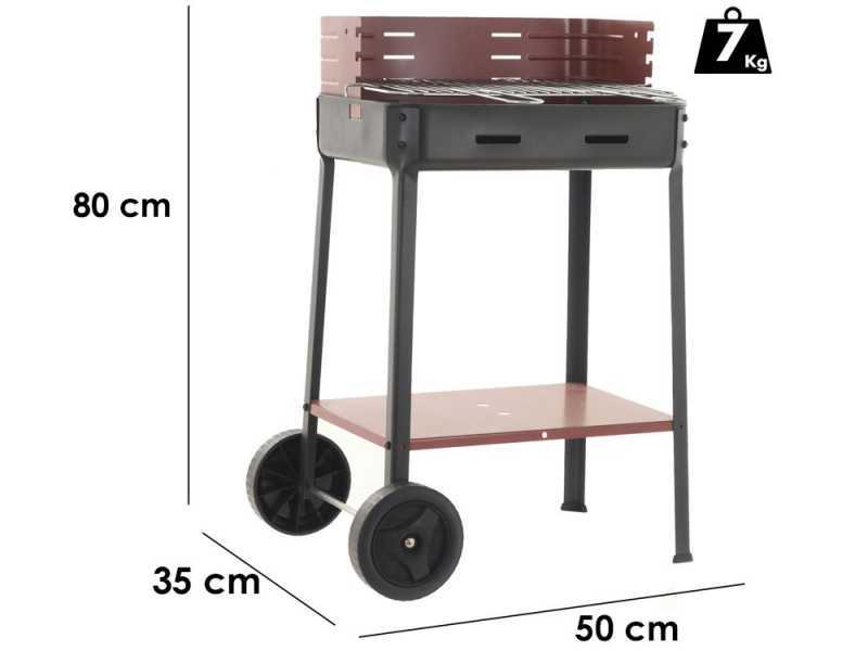 Seven Italy Flavia c/r 45 - Barbecue &agrave; charbon en fer artisanal - 45,5x29,5&nbsp;cm