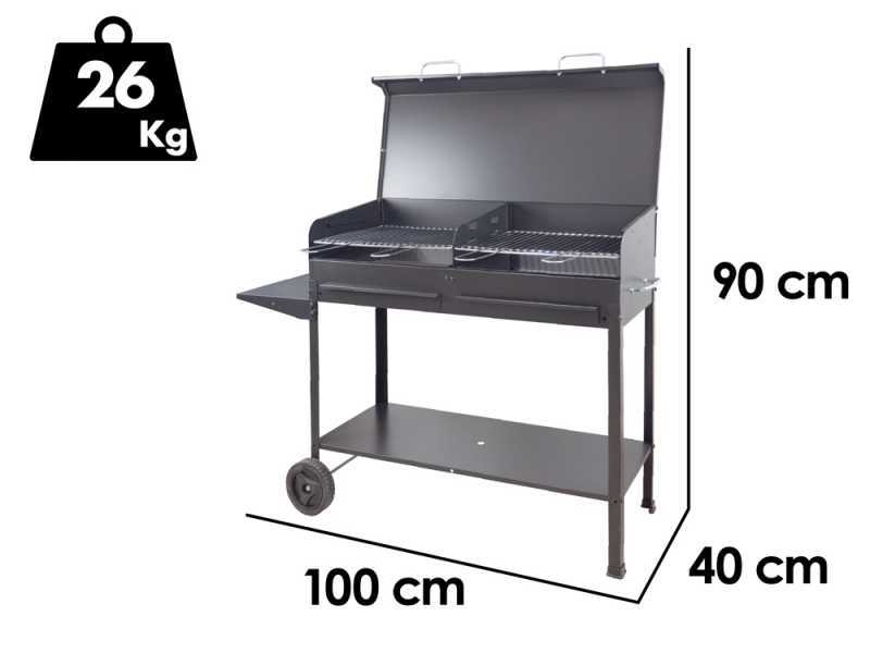 Seven Italy Vanessa 2G - Barbecue &agrave; charbon en fer artisanal - 2x 47,5x37&nbsp;cm