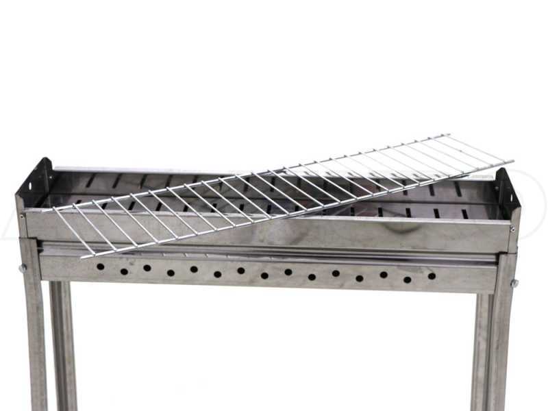 Seven Italy BBQ-60 INOX - Grille pour brochettes &agrave; charbon - 60x14&nbsp;cm