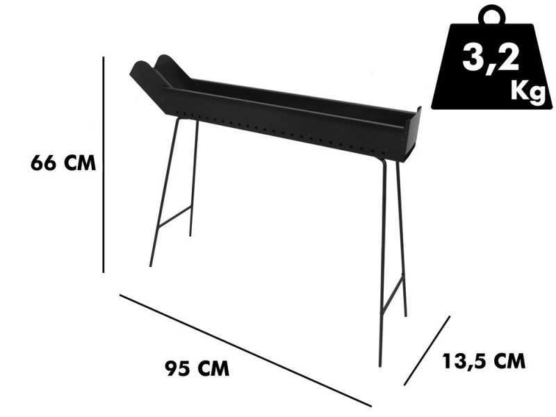 Mille BBQ-60 Go - Barbecue sp&eacute;cial pour brochettes &agrave; charbon - 60x14&nbsp;cm