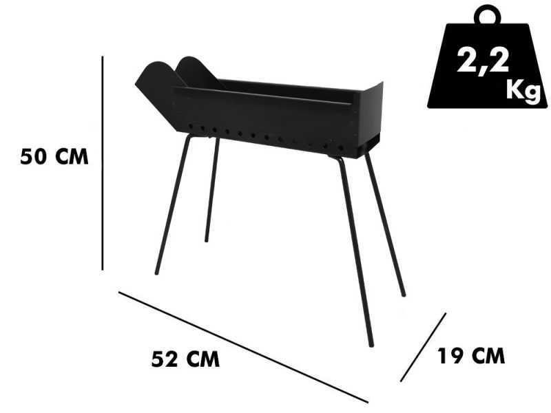 Seven Italy BBQ-40 Go - Barbecue sp&eacute;cial pour brochettes &agrave; charbon - 40x14&nbsp;cm