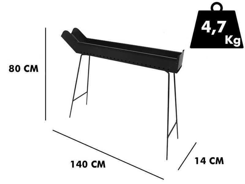 Seven Italy BBQ-100 Go - Barbecue sp&eacute;cial pour brochettes &agrave; charbon - 100x14&nbsp;cm