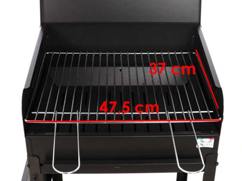 Barbecue &agrave; charbon en T&ocirc;le Polifemo - Surface de cuisson 47.5x37 cm