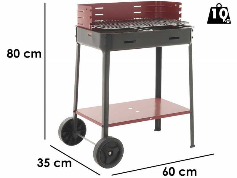 Seven Italy Flavia c/r 55 - Barbecue &agrave; charbon en fer artisanal - 55,5x29,5&nbsp;cm