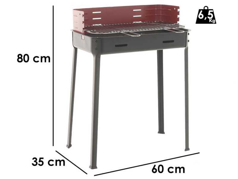 Seven Italy Flavia s/r 55 - Barbecue &agrave; charbon en fer artisanal - 55,5x29,5&nbsp;cm