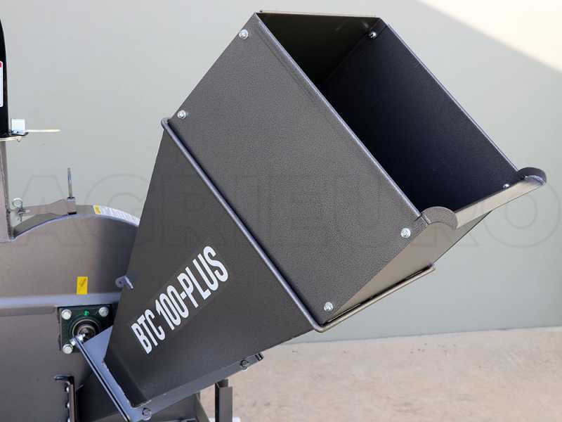 Trémie en acier unifiée de grandes dimensions (50 x 50 cm) du broyeur de branches, conçue pour un chargement facile de végétaux volumineux