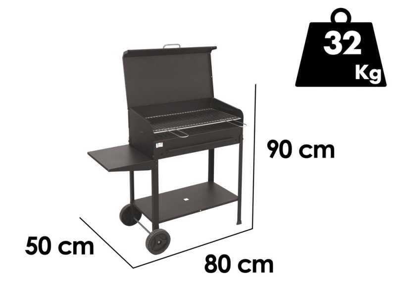 Seven Italy Etna - Barbecue &agrave; charbon en fer artisanal - 77,5x47&nbsp;cm