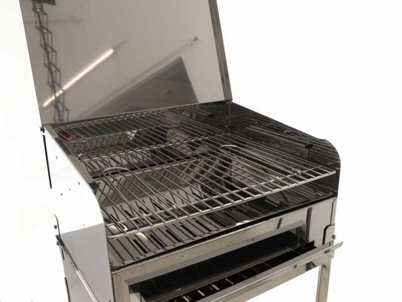 Seven Italy Achille Small - Barbecue &agrave; charbon en acier inox artisanal - 47,5x37&nbsp;cm