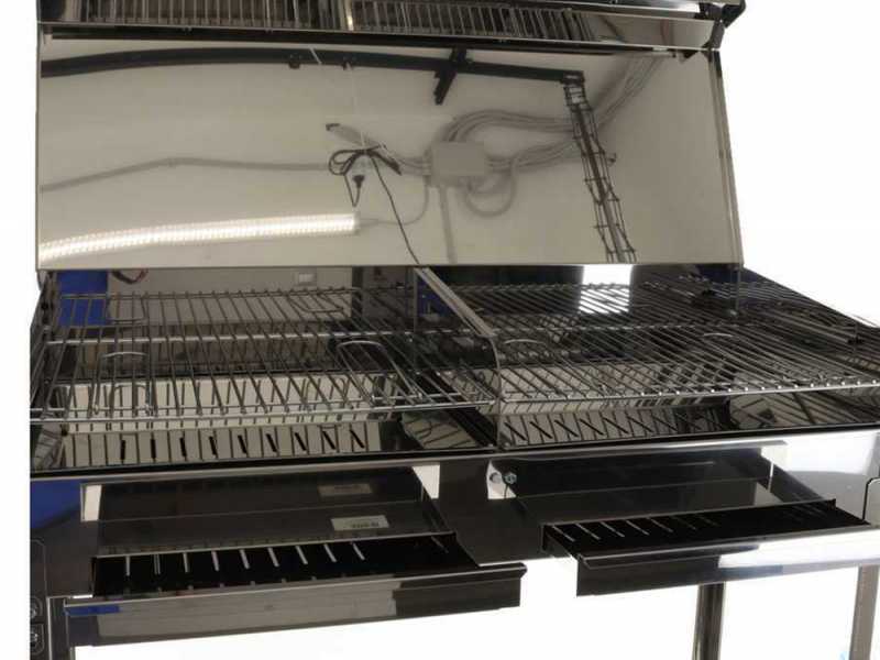 Seven Italy Achille Big - Barbecue &agrave; charbon en acier inox artisanal - 2x 47,5x37&nbsp;cm