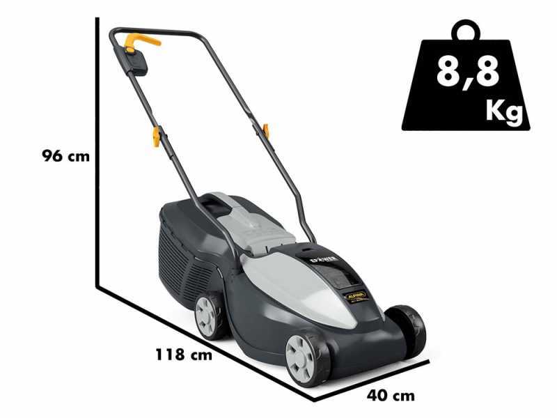 Tondeuse &agrave; gazon &eacute;lectrique sur batterie Alpina AL1 3020 Li - Bac de ramassage