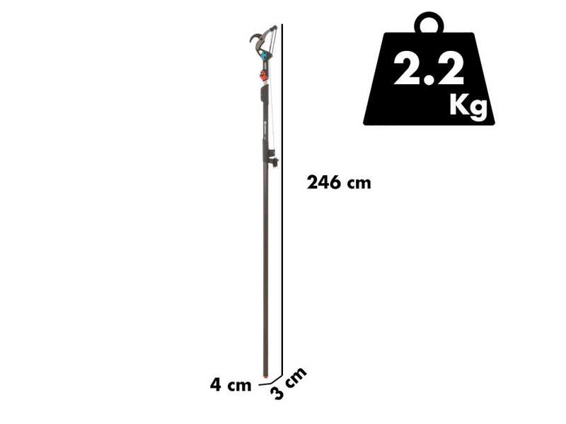 &Eacute;chenilloir Gardena Bypass combisystem sur perche t&eacute;lescopique combisystem en aluminium de 210 &agrave; 390 cm