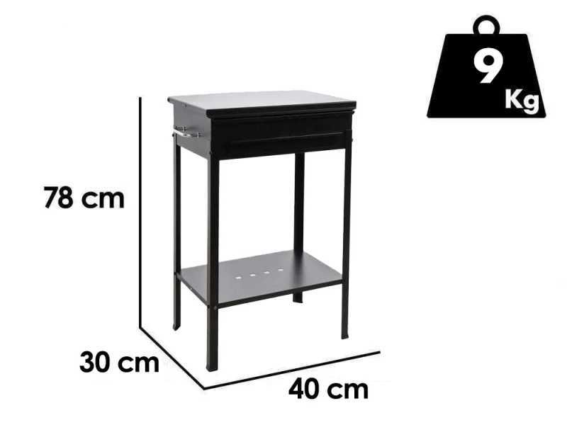 Mille Stromboli Small - Barbecue &agrave; charbon en fer artisanal - 40x28&nbsp;cm