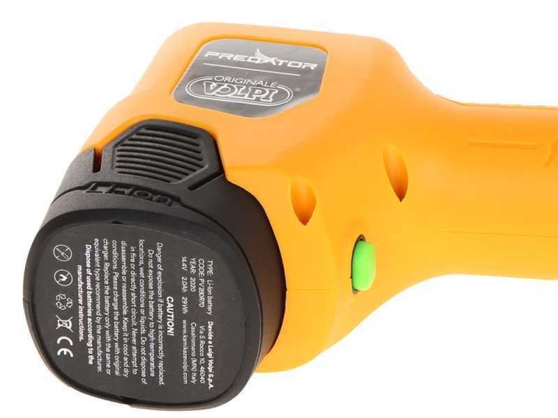 S&eacute;cateur &eacute;lectrique avec batterie Volpi PV280 - 2 Batteries incluses - 14.4V et 2Ah - &Oslash; 22 mm