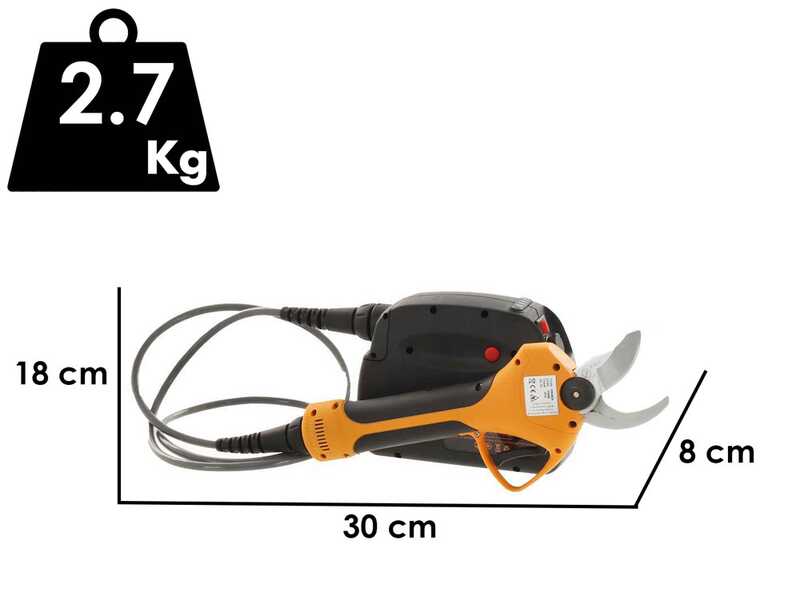 S&eacute;cateur electrique avec batterie Volpi PV400 - Batterie incluse - 43.2V 4.4Ah - Diam&egrave;tre de coupe 35 mm