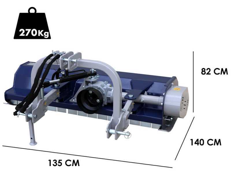 Broyeur sur tracteur s&eacute;rie m&eacute;dium &agrave; d&eacute;port hydraulique BullMach MAIA 115 SH