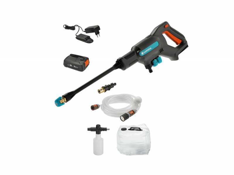 Gardena AcquaClean 24/18V Lithium - Pistolet nettoyeur avec r&eacute;servoir et canon &agrave; mousse - batterie 2.5A