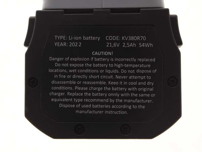 S&eacute;cateur &eacute;lectrique de taille &agrave; batterie Volpi KV380 - 2 Batteries de 21,6 V et 2,5 Ah