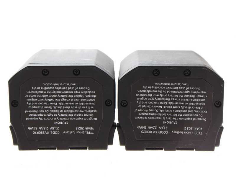 S&eacute;cateur &eacute;lectrique de taille &agrave; batterie Volpi KV380 - 2 Batteries de 21,6 V et 2,5 Ah