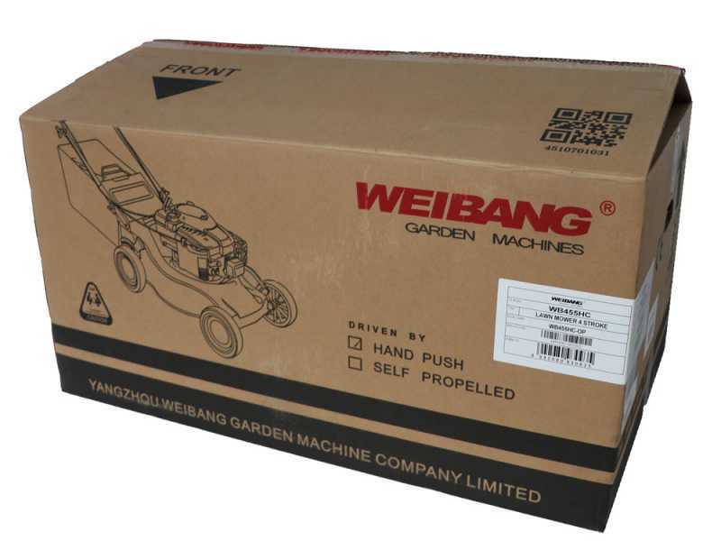 Tondeuse &agrave; gazon Weibang WB455HCOP avec moteur thermique 139cm3 - Coupe de 45cm