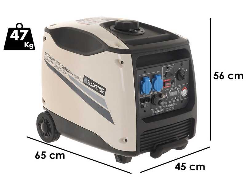 BlackStone B-iG 4000 ES - Groupe &eacute;lectrog&egrave;ne inverter &agrave; essence version &agrave; roues 3.8 kW - Continue 3.5 kW monophas&eacute;