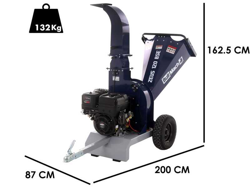 BullMach ZEUS 120 BSE - Häcksler Benzin professionell - Motor B&amp;S XR2100 15.5CV mit d&eacute;marrage &eacute;lectrique