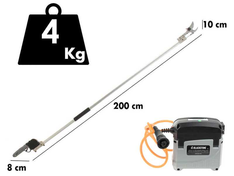 S&eacute;cateur &eacute;lectrique de taille BlackStone 450-BP avec perche BlackStone 30-H de 2 mt - batterie e chargeur inclus