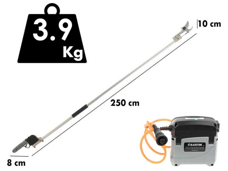 S&eacute;cateur &eacute;lectrique de taille Blackstone 450-BP avec perche BlackStone 32-H de 2,5 mt - batterie et chargeur inclus