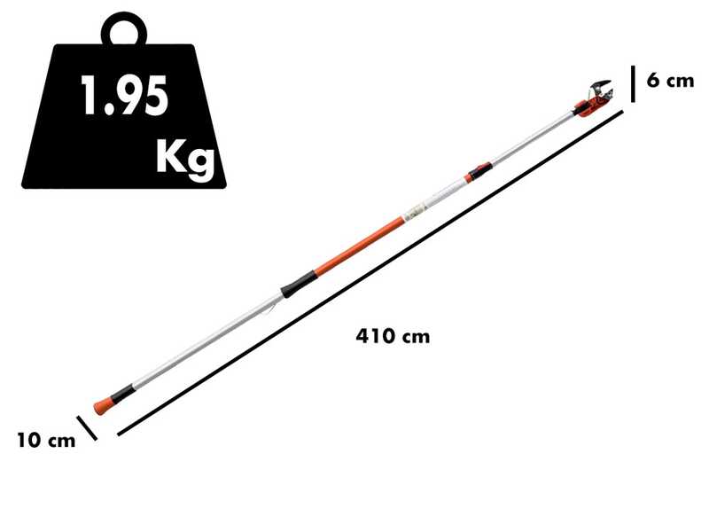 Bahco ATP 230-410 - &Eacute;chenilloir d'&eacute;lagage professionnel - perche t&eacute;lescopique de 230-410&nbsp;cm - &Oslash;&nbsp;32&nbsp;mm - &eacute;chenilloir