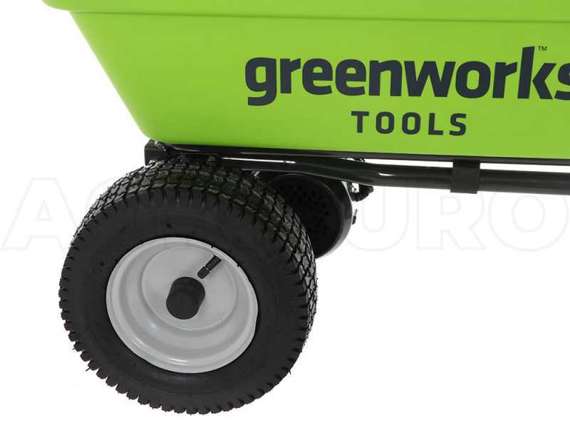 Brouette &eacute;lectrique sur batterie avec roues Greenworks G40GC Garden Cart 40V - SANS BATTERIE ET SANS CHARGEUR