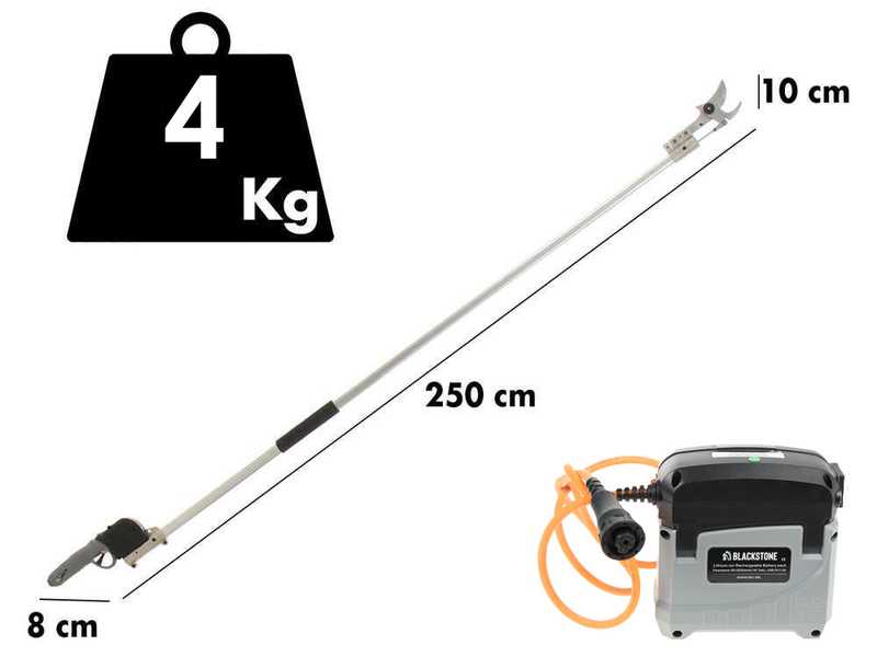 S&eacute;cateur &eacute;lectrique de taille BlackStone 500-BP avec perche BlackStone 32-H de 2,5 mt - Coupe &agrave; enclume