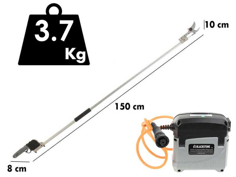 S&eacute;cateur &eacute;lectrique de taille BlackStone 500-BP avec perche BlackStone 25-H de 1,5 mt - Coupe &agrave; enclume - Diam&egrave;tre de coupe 40 mm