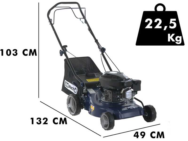 BullMach PARIS - 40 IS - Tondeuse &agrave; gazon thermique tract&eacute;e - Moteur thermique 4HP - Coupe 40 cm