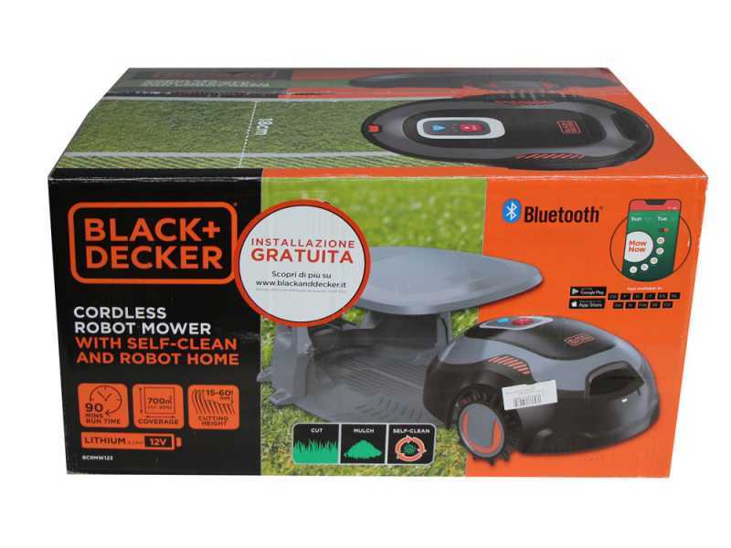 Black &amp; Decker BCRMW123-QW - Robot tondeuse avec c&acirc;ble p&eacute;riph&eacute;rique - tondeuse avec batterie au lithium 12V