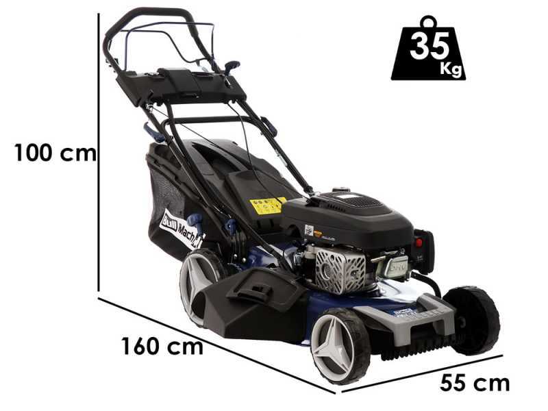 Tondeuse &agrave; gazon thermique BullMach ACHILLE 51 E avec d&eacute;marrage &eacute;lectrique - 4 en 1 - Moteur thermique de 224cm3