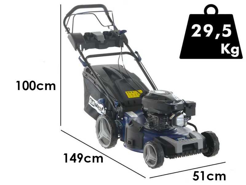 BullMach ECTOR 46 S - Tondeuse &agrave; gazon thermique tract&eacute;e  - 4 en 1 - Moteur de 170 cc