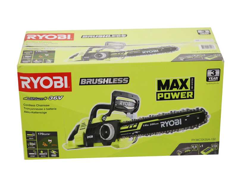 Ryobi RY36CSX35A-150 - Tron&ccedil;onneuse &agrave; batterie  36V 5 Ah - Guide de 35 cm
