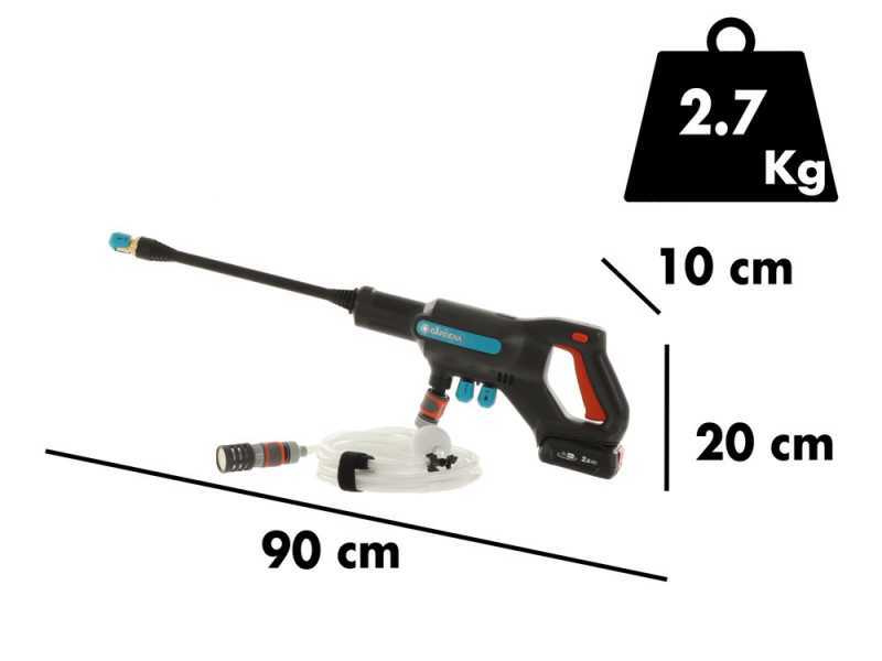 Pistolet nettoyeur haute pression Gardena AcquaClean 24/18V Lithium avec batterie 2.5A