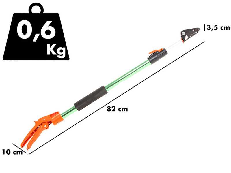 GeoTech FP 80-120 EVO - Coupe-branches sur perche t&eacute;lescopique avec syst&egrave;me coupe-maintien