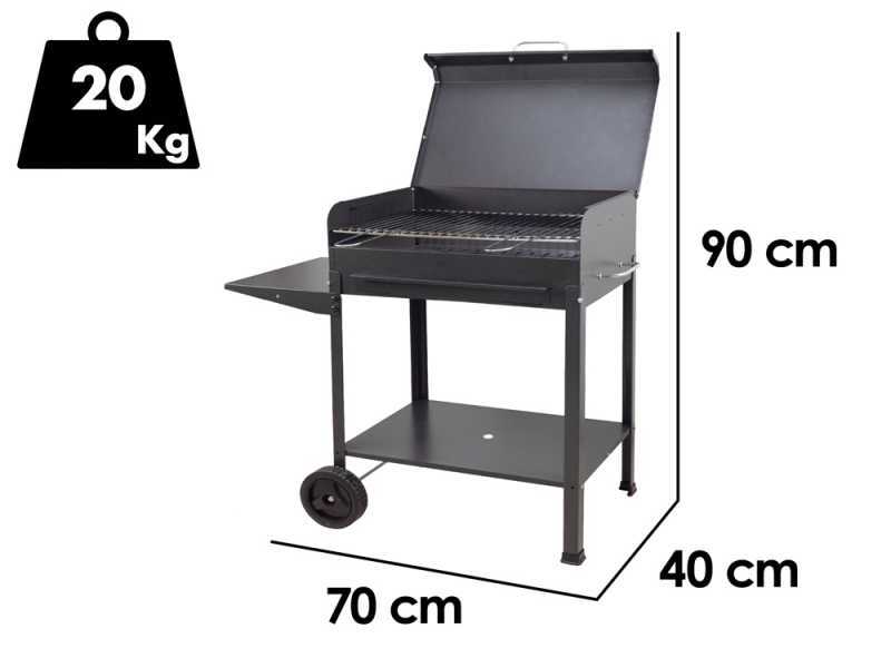 Seven Italy Vanessa Large - Barbecue &agrave; charbon en fer artisanal - 67,5x37&nbsp;cm