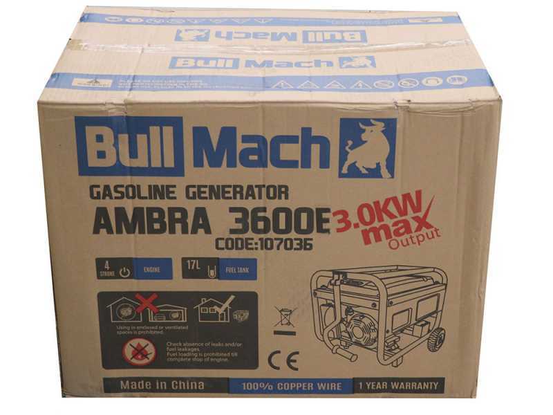 BullMach AMBRA 3600 E - Groupe &eacute;lectrog&egrave;ne 3 Kw monophas&eacute; - Version &agrave; roues