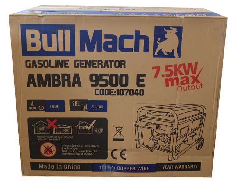 BullMach AMBRA 9500 E - Groupe &eacute;lectrog&egrave;ne 7.5 Kw monophas&eacute; - Version &agrave; chariot