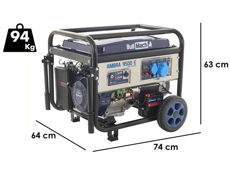 BullMach AMBRA 9500 E - Groupe &eacute;lectrog&egrave;ne 7.5 Kw monophas&eacute; - Version &agrave; chariot