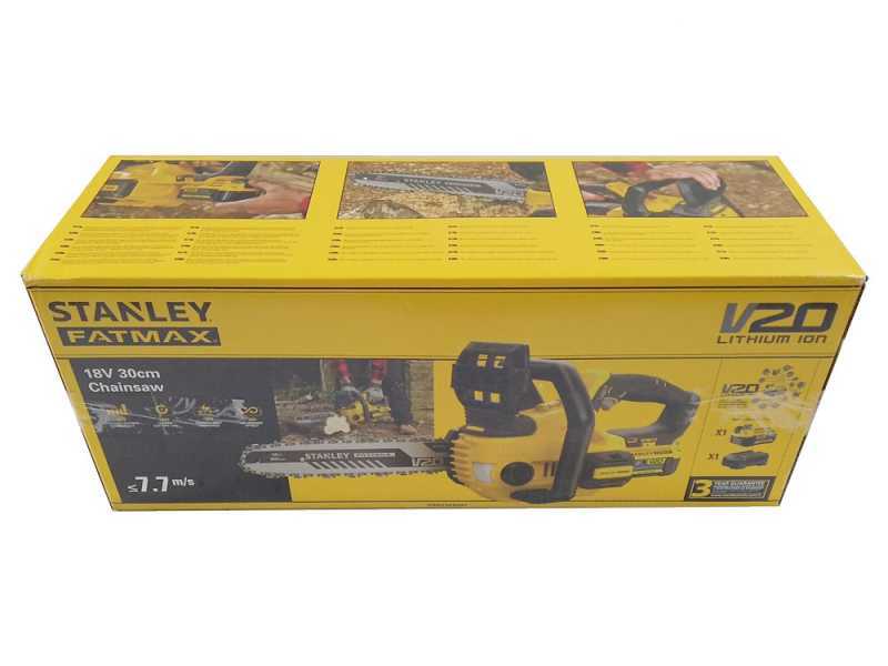 Stanley Fatmax V20 - Tron&ccedil;onneuse &agrave; batterie 18 V 4 Ah - Guide de 30 cm
