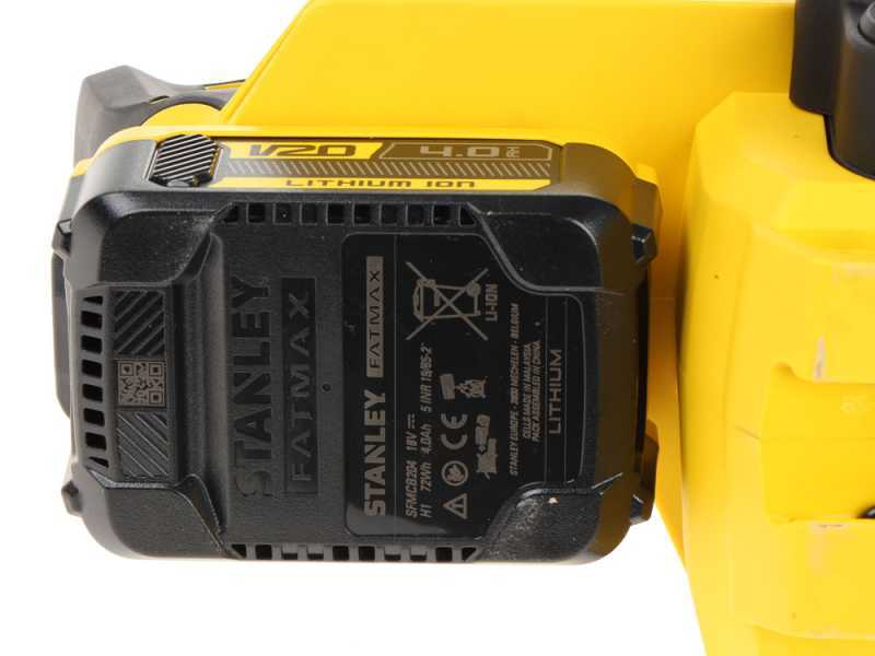 Stanley Fatmax V20 - Tron&ccedil;onneuse &agrave; batterie 18 V 4 Ah - Guide de 30 cm